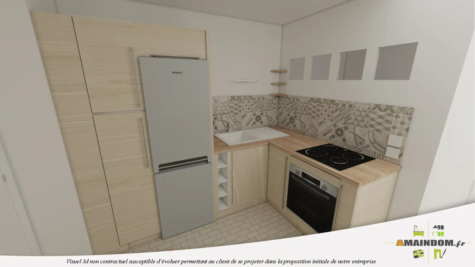 Une cuisine à angles ! à Chateaulin (2021), projet en 3D