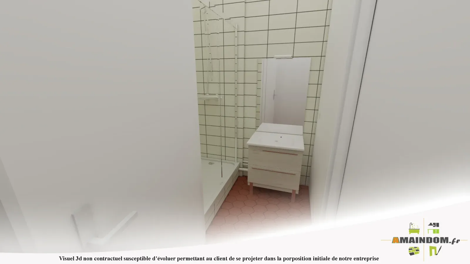 Salle d'eau à St Nic (2020), projet en 3D